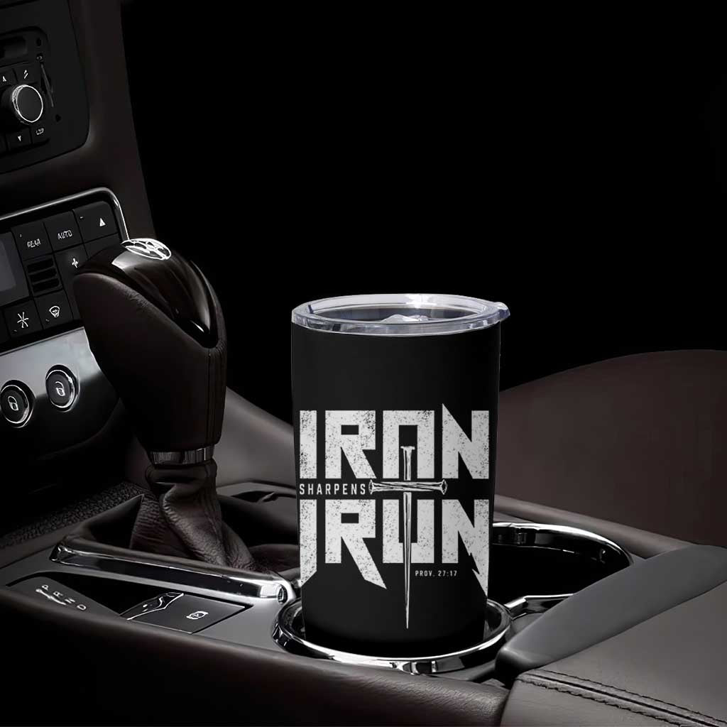 Iron Sharpens Iron Tumbler Cup Christian Bible Scripture Gym Workout