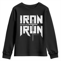 Iron Sharpens Iron Youth Sweatshirt Christian Bible Scripture Gym Workout