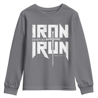 Iron Sharpens Iron Youth Sweatshirt Christian Bible Scripture Gym Workout