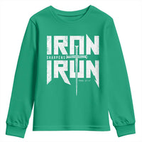 Iron Sharpens Iron Youth Sweatshirt Christian Bible Scripture Gym Workout