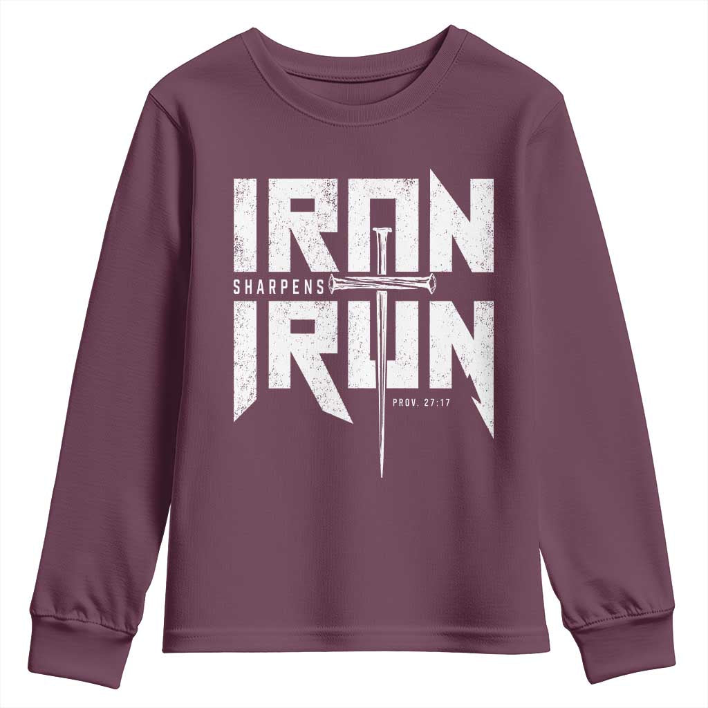 Iron Sharpens Iron Youth Sweatshirt Christian Bible Scripture Gym Workout