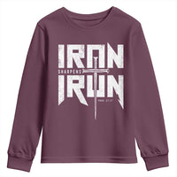 Iron Sharpens Iron Youth Sweatshirt Christian Bible Scripture Gym Workout