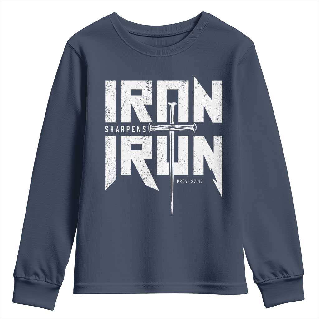 Iron Sharpens Iron Youth Sweatshirt Christian Bible Scripture Gym Workout
