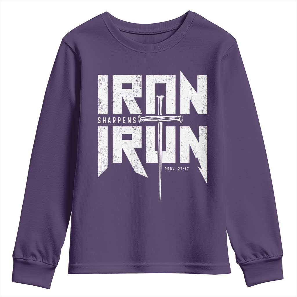 Iron Sharpens Iron Youth Sweatshirt Christian Bible Scripture Gym Workout