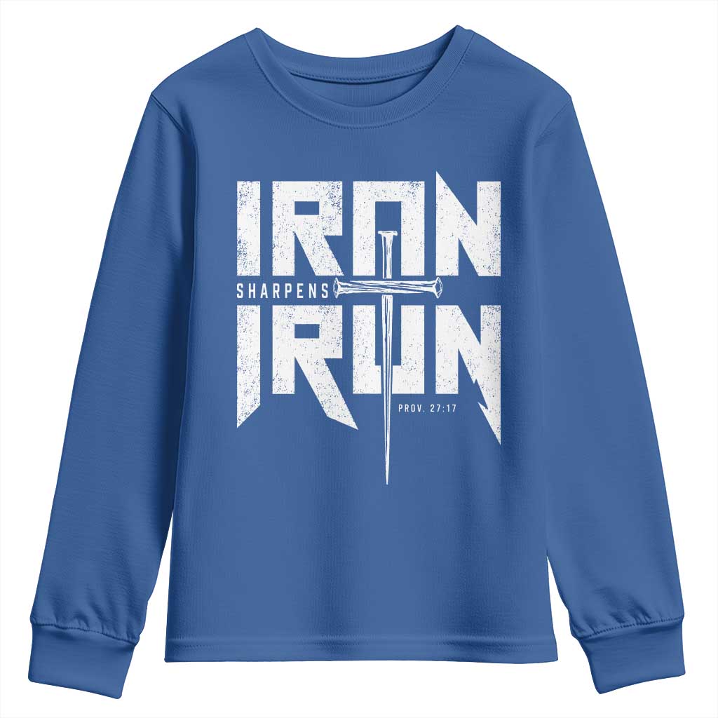 Iron Sharpens Iron Youth Sweatshirt Christian Bible Scripture Gym Workout