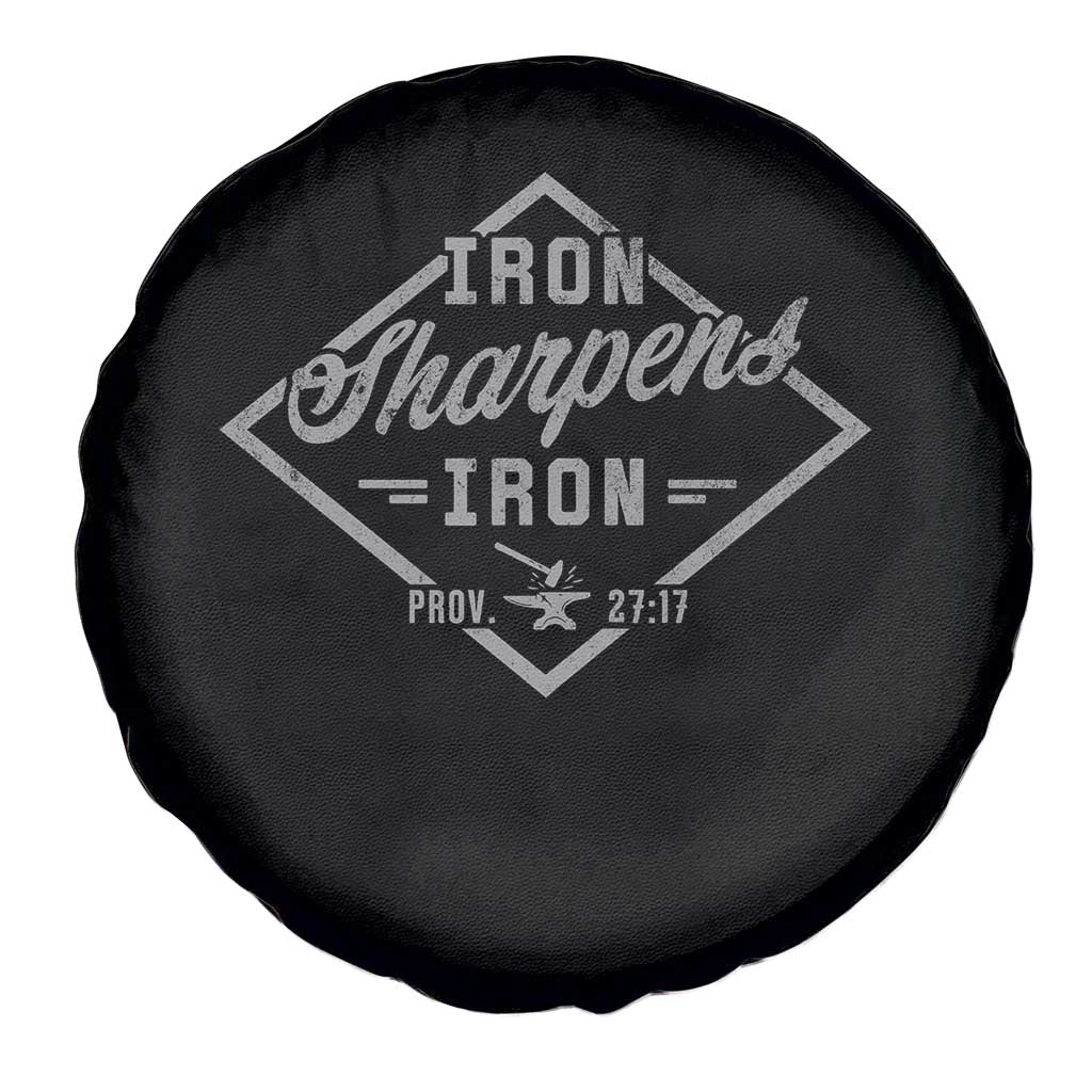 Iron Sharpens Iron Spare Tire Cover Christian Faith Scripture Nail Jesus Cross