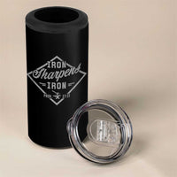Iron Sharpens Iron 4 in 1 Can Cooler Tumbler Christian Faith Scripture Nail Jesus Cross