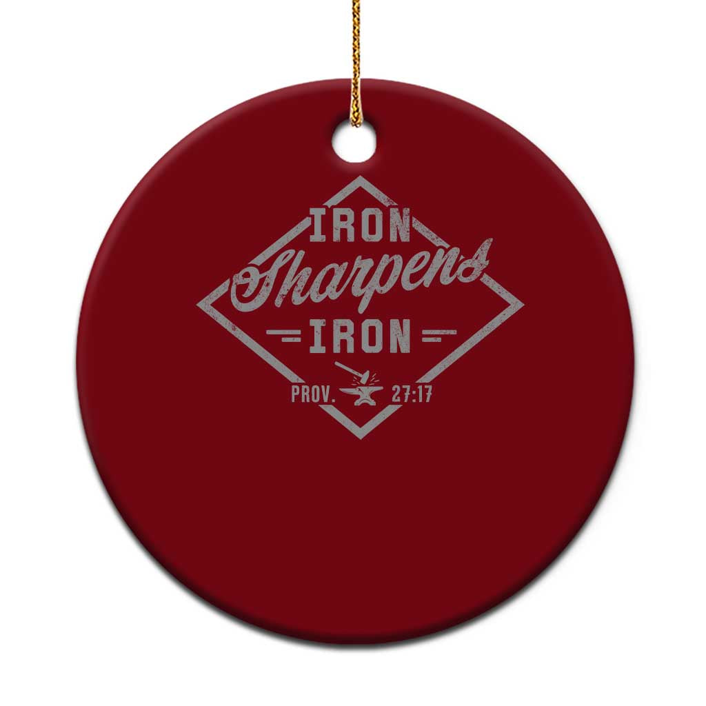 Iron Sharpens Iron Ceramic Ornament Christian Faith Scripture Nail Jesus Cross