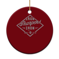 Iron Sharpens Iron Ceramic Ornament Christian Faith Scripture Nail Jesus Cross
