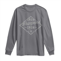 Iron Sharpens Iron Long Sleeve Shirt Christian Faith Scripture Nail Jesus Cross