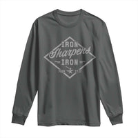 Iron Sharpens Iron Long Sleeve Shirt Christian Faith Scripture Nail Jesus Cross