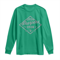 Iron Sharpens Iron Long Sleeve Shirt Christian Faith Scripture Nail Jesus Cross