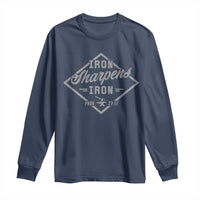 Iron Sharpens Iron Long Sleeve Shirt Christian Faith Scripture Nail Jesus Cross