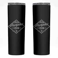 Iron Sharpens Iron Skinny Tumbler Christian Faith Scripture Nail Jesus Cross