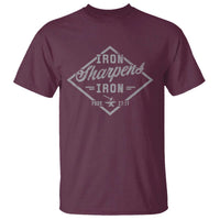 Iron Sharpens Iron T Shirt Christian Faith Scripture Nail Jesus Cross