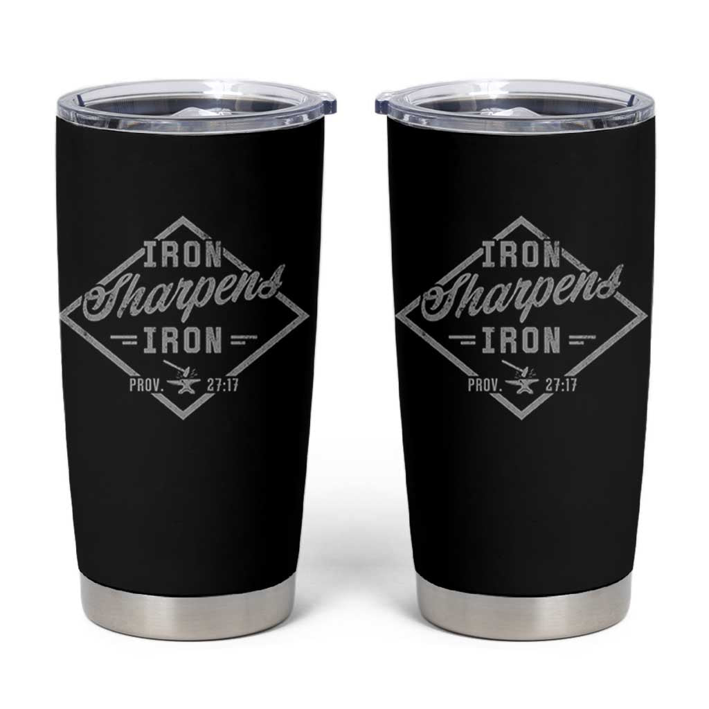 Iron Sharpens Iron Tumbler Cup Christian Faith Scripture Nail Jesus Cross