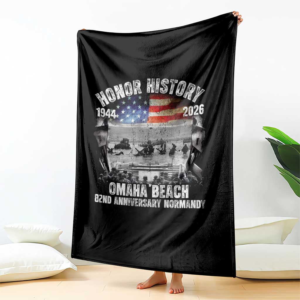Omaha Beach D Day Throw Blanket 82nd Anniversary Honor History Normandy WWII