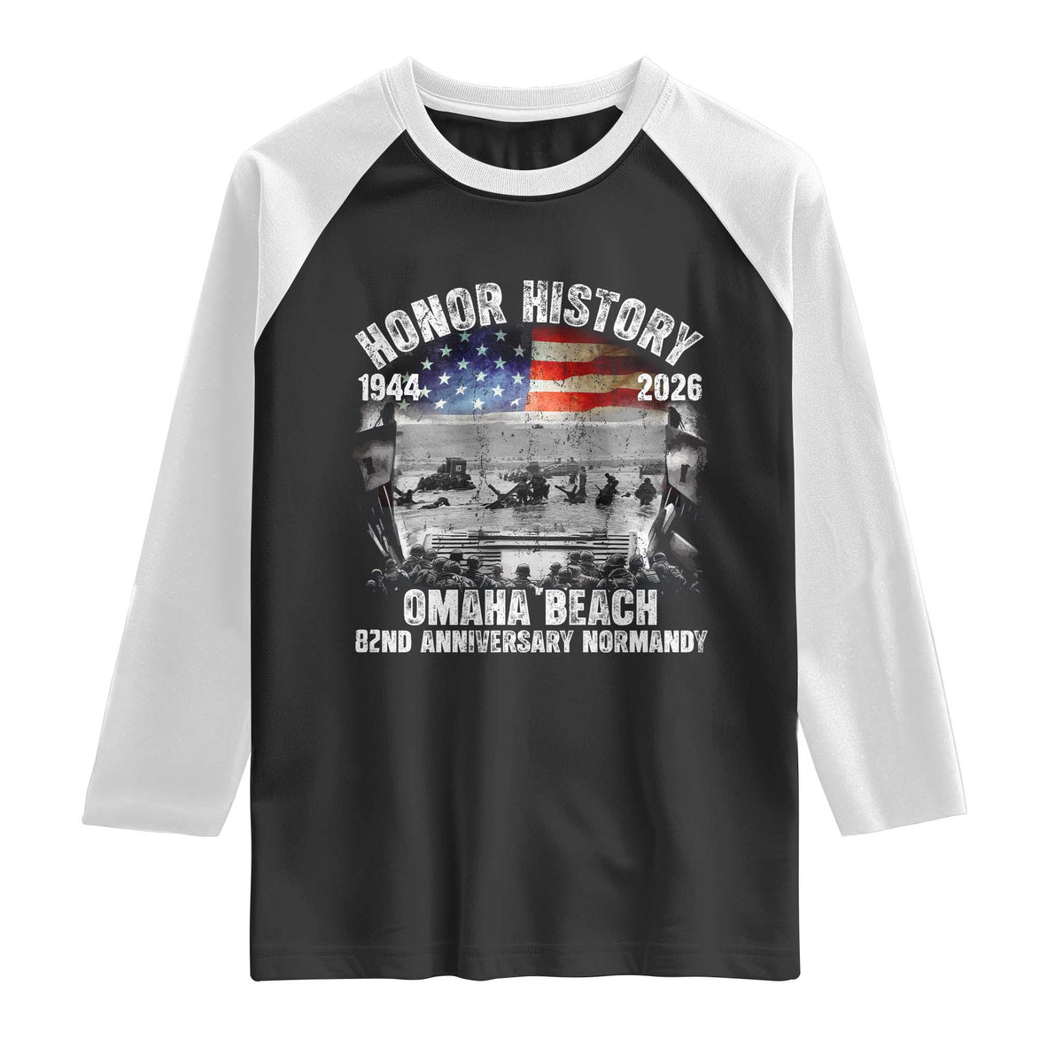 Omaha Beach D Day Raglan Shirt 82nd Anniversary Honor History Normandy WWII