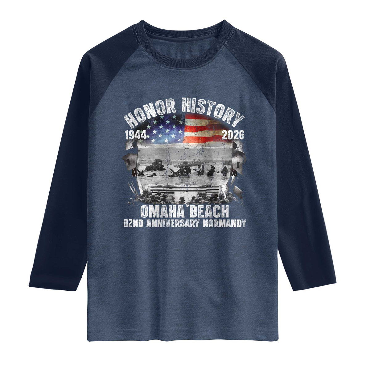 Omaha Beach D Day Raglan Shirt 82nd Anniversary Honor History Normandy WWII