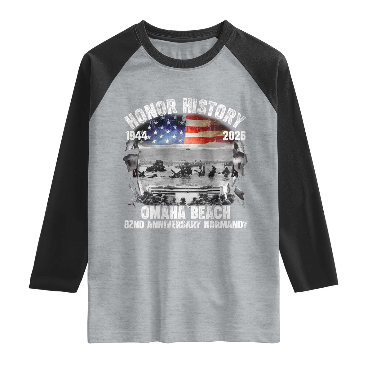 Omaha Beach D Day Raglan Shirt 82nd Anniversary Honor History Normandy WWII
