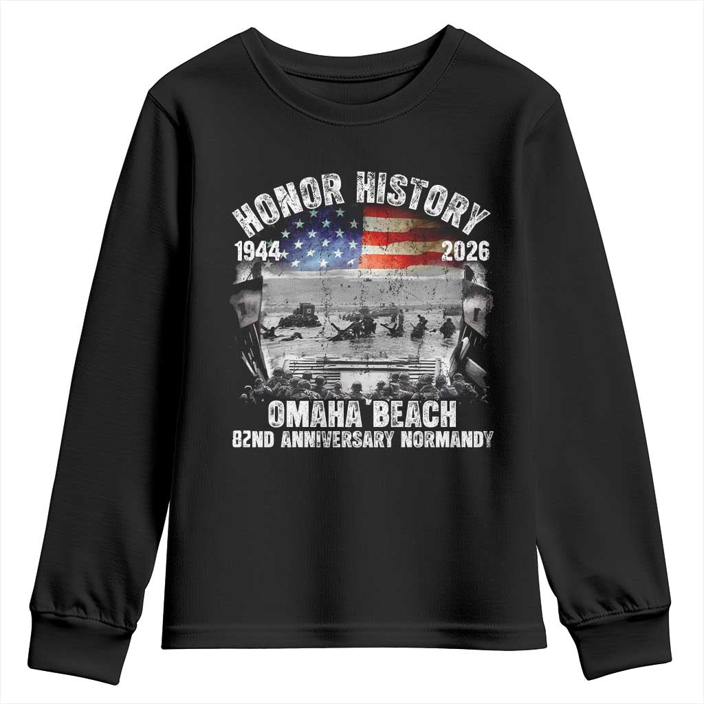 Omaha Beach D Day Youth Sweatshirt 82nd Anniversary Honor History Normandy WWII