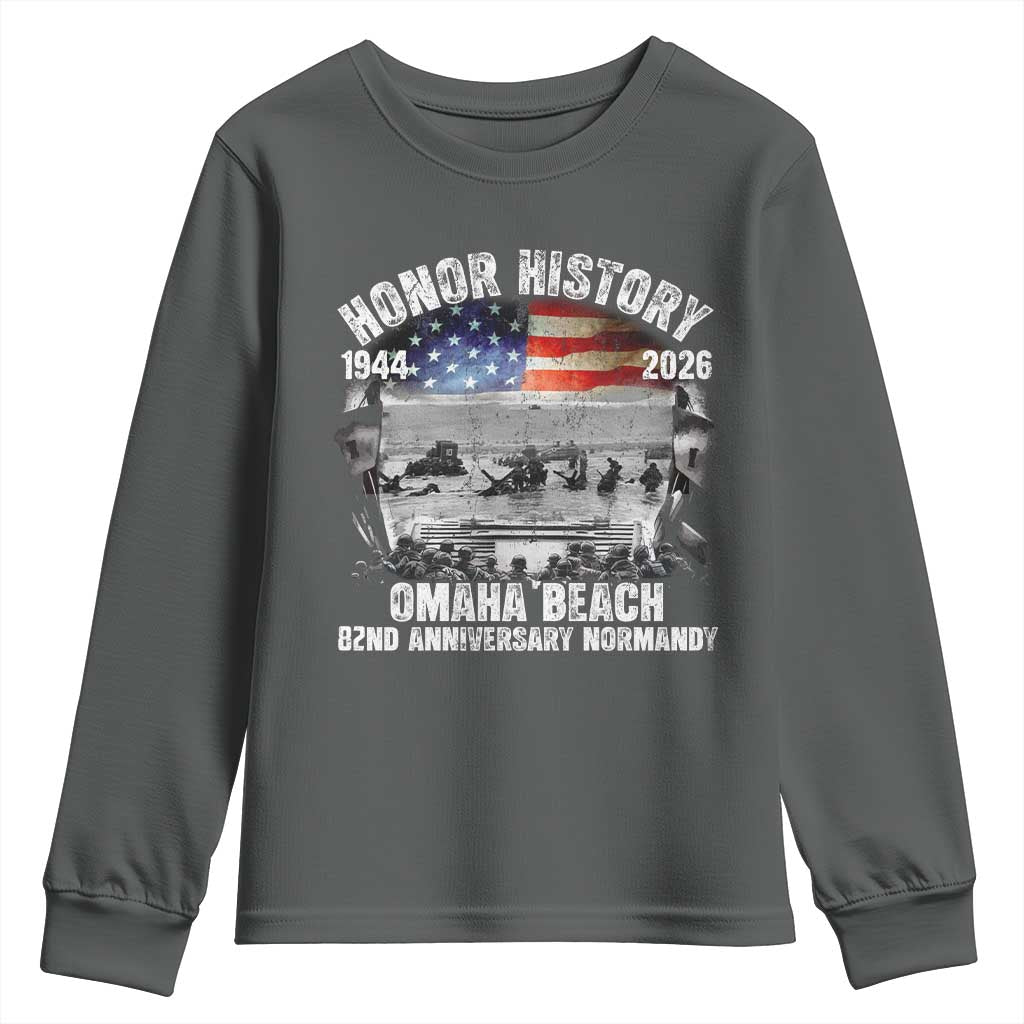 Omaha Beach D Day Youth Sweatshirt 82nd Anniversary Honor History Normandy WWII