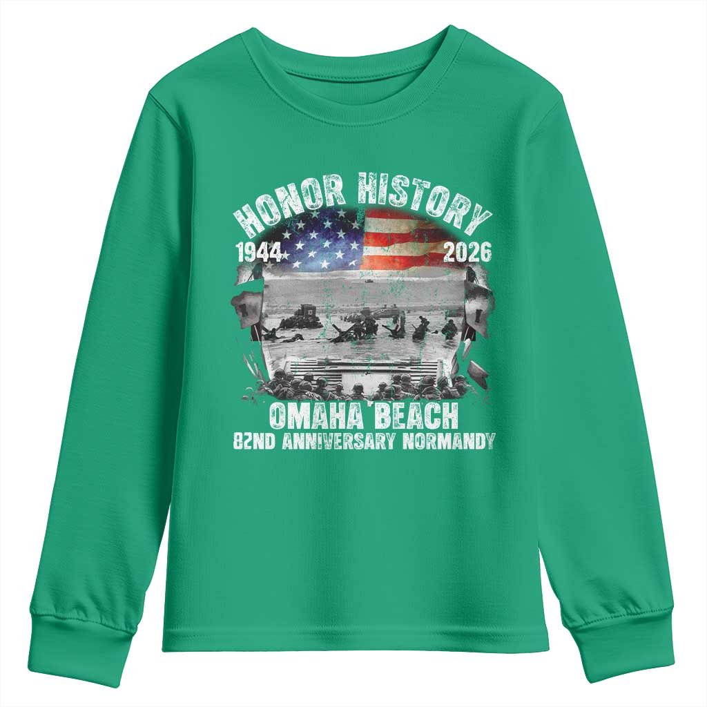 Omaha Beach D Day Youth Sweatshirt 82nd Anniversary Honor History Normandy WWII