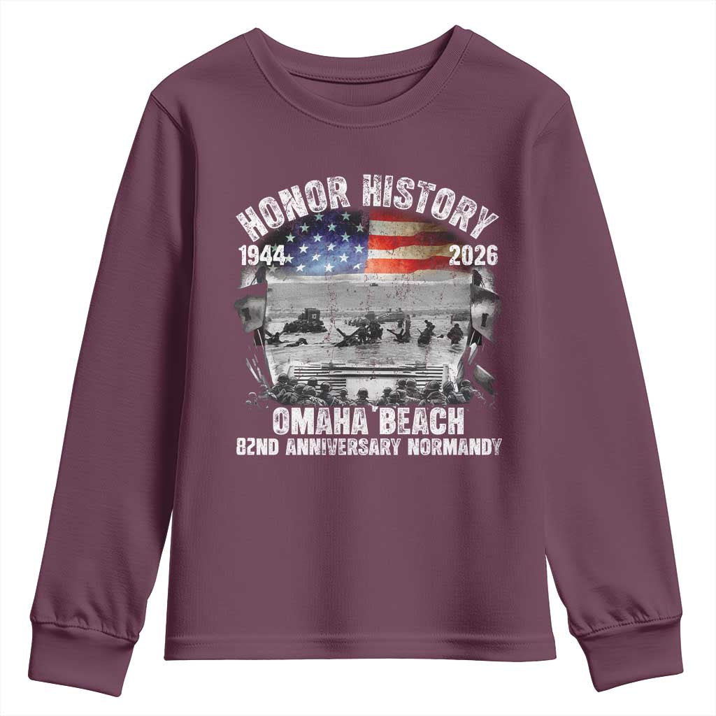 Omaha Beach D Day Youth Sweatshirt 82nd Anniversary Honor History Normandy WWII