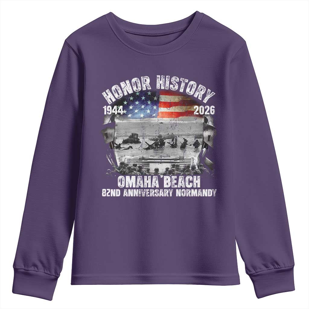 Omaha Beach D Day Youth Sweatshirt 82nd Anniversary Honor History Normandy WWII