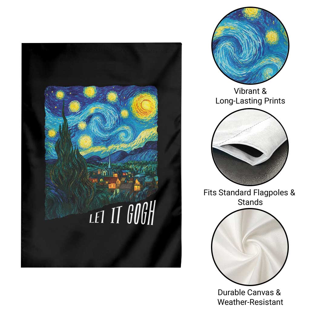 Let It Gogh Funny Vincent Van Gogh Garden Flag Starry Night Design Art Lover