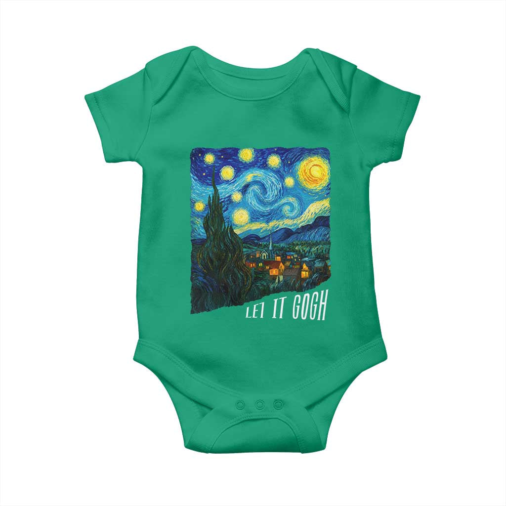 Let It Gogh Funny Vincent Van Gogh Baby Onesie Starry Night Design Art Lover
