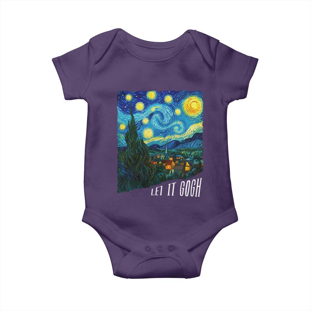 Let It Gogh Funny Vincent Van Gogh Baby Onesie Starry Night Design Art Lover