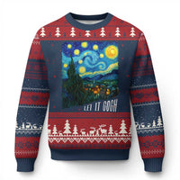 Let It Gogh Funny Vincent Van Gogh Ugly Christmas Sweater Starry Night Design Art Lover
