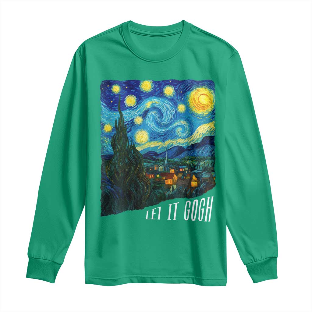Let It Gogh Funny Vincent Van Gogh Long Sleeve Shirt Starry Night Design Art Lover