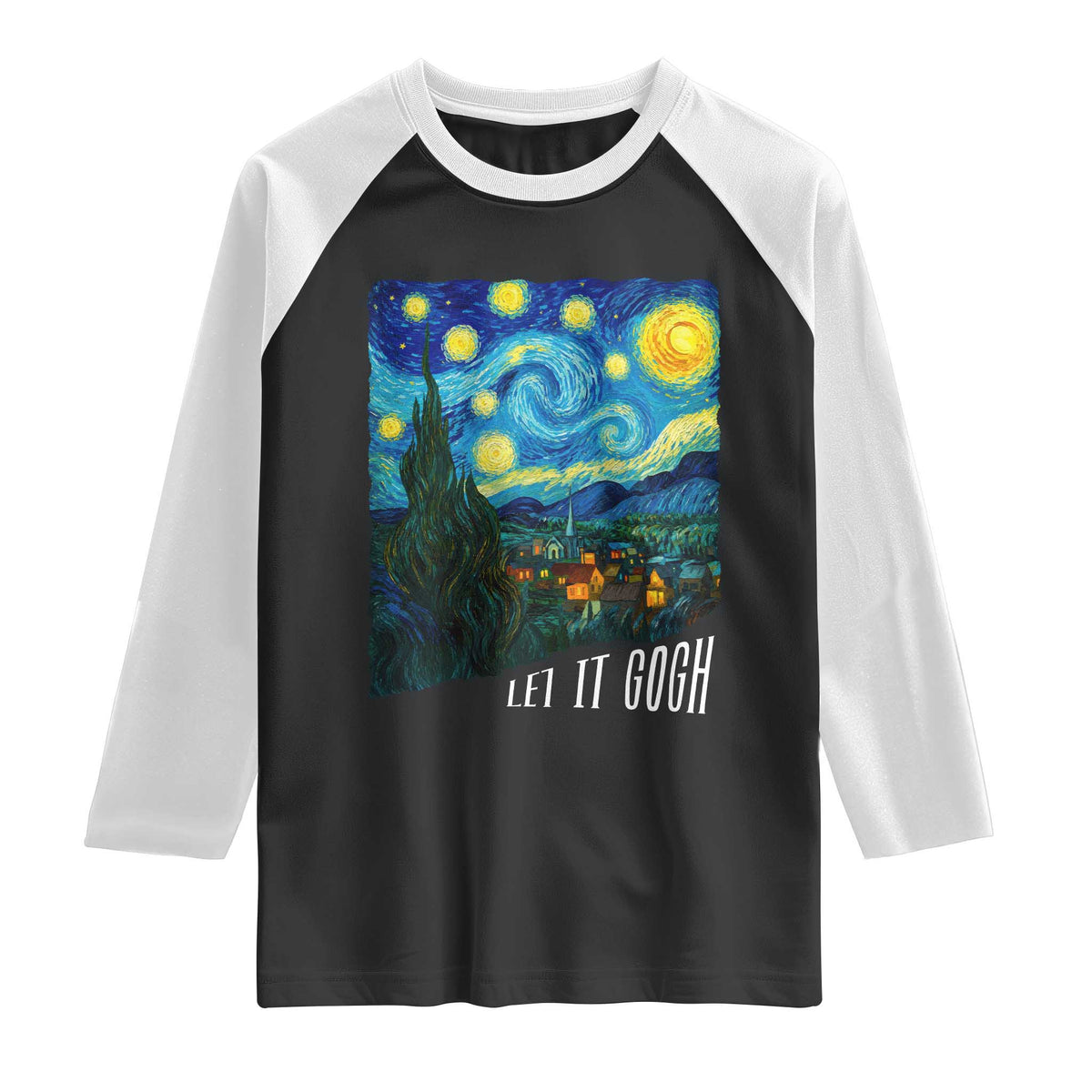 Let It Gogh Funny Vincent Van Gogh Raglan Shirt Starry Night Design Art Lover