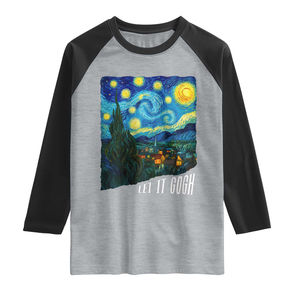 Let It Gogh Funny Vincent Van Gogh Raglan Shirt Starry Night Design Art Lover