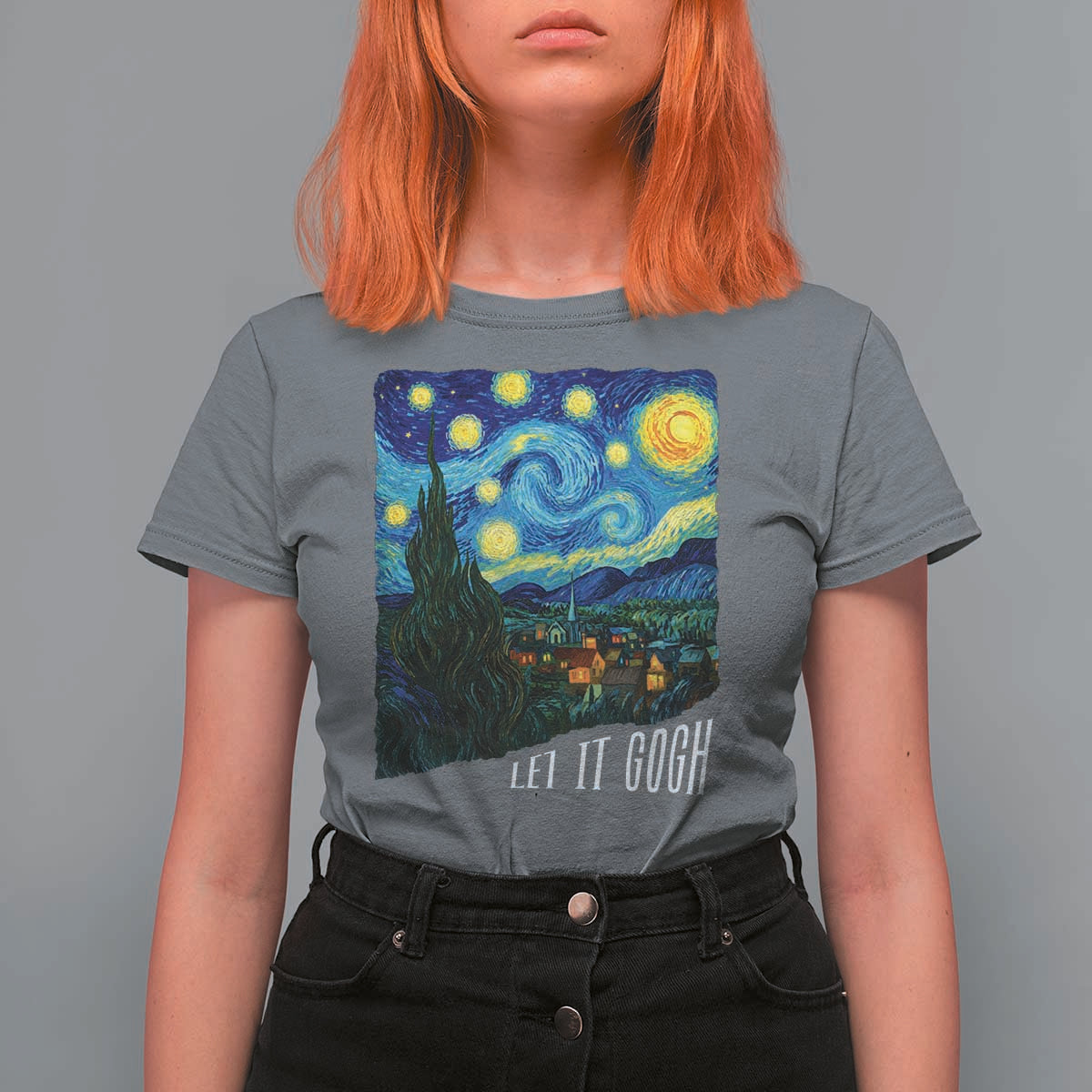 Let It Gogh Funny Vincent Van Gogh T Shirt For Women Starry Night Design Art Lover