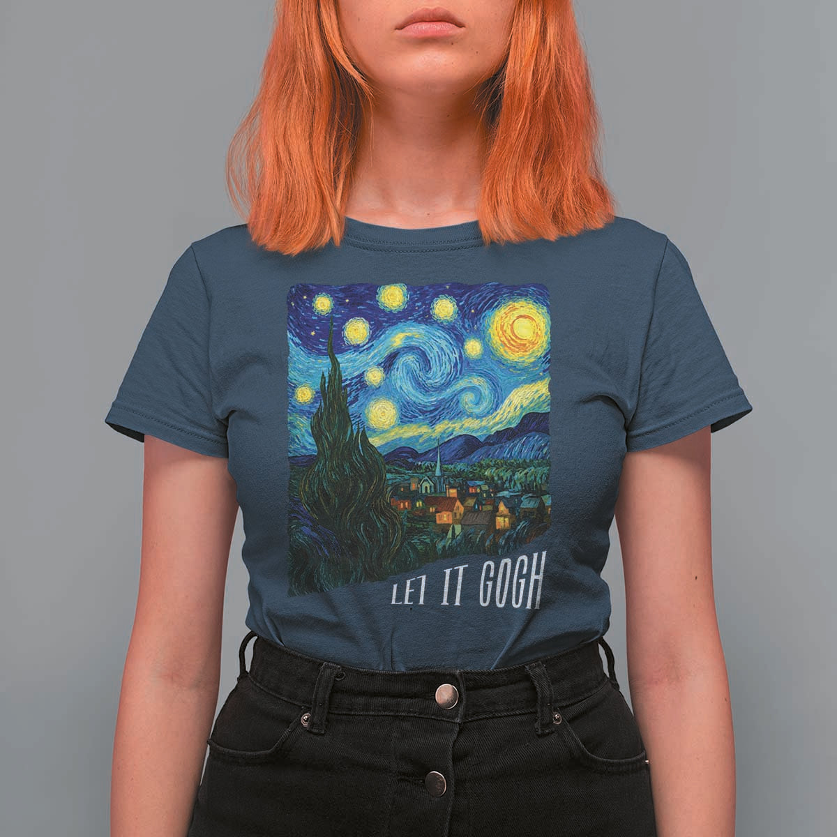 Let It Gogh Funny Vincent Van Gogh T Shirt For Women Starry Night Design Art Lover