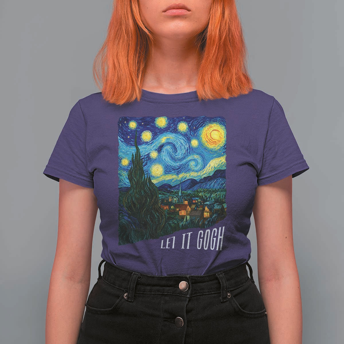 Let It Gogh Funny Vincent Van Gogh T Shirt For Women Starry Night Design Art Lover