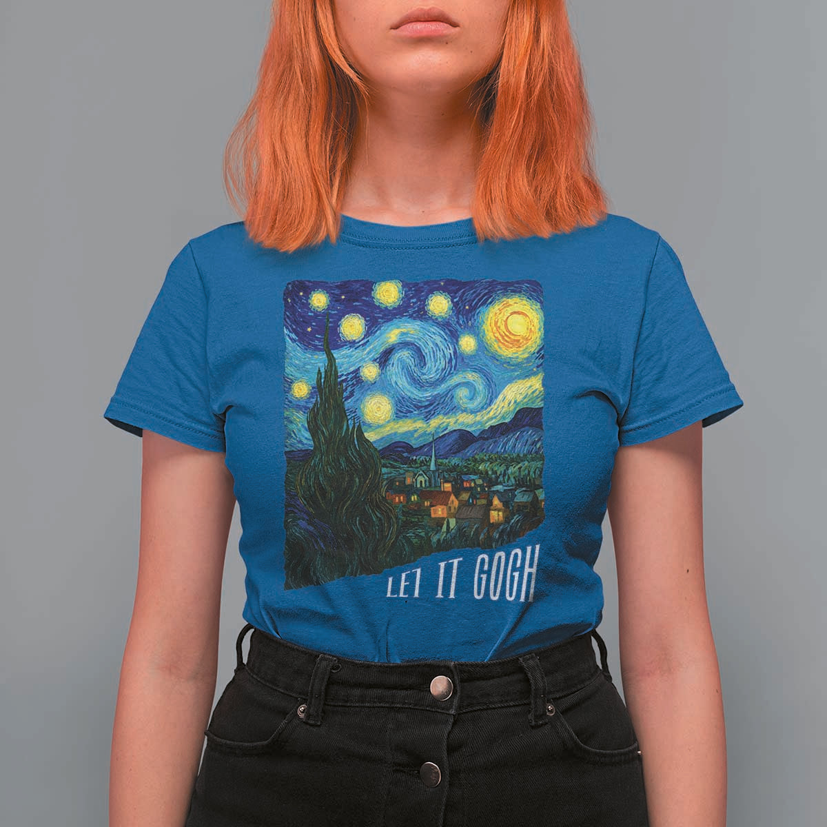 Let It Gogh Funny Vincent Van Gogh T Shirt For Women Starry Night Design Art Lover