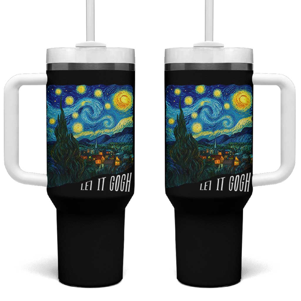 Let It Gogh Funny Vincent Van Gogh Tumbler With Handle Starry Night Design Art Lover