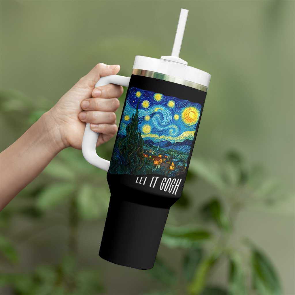 Let It Gogh Funny Vincent Van Gogh Tumbler With Handle Starry Night Design Art Lover