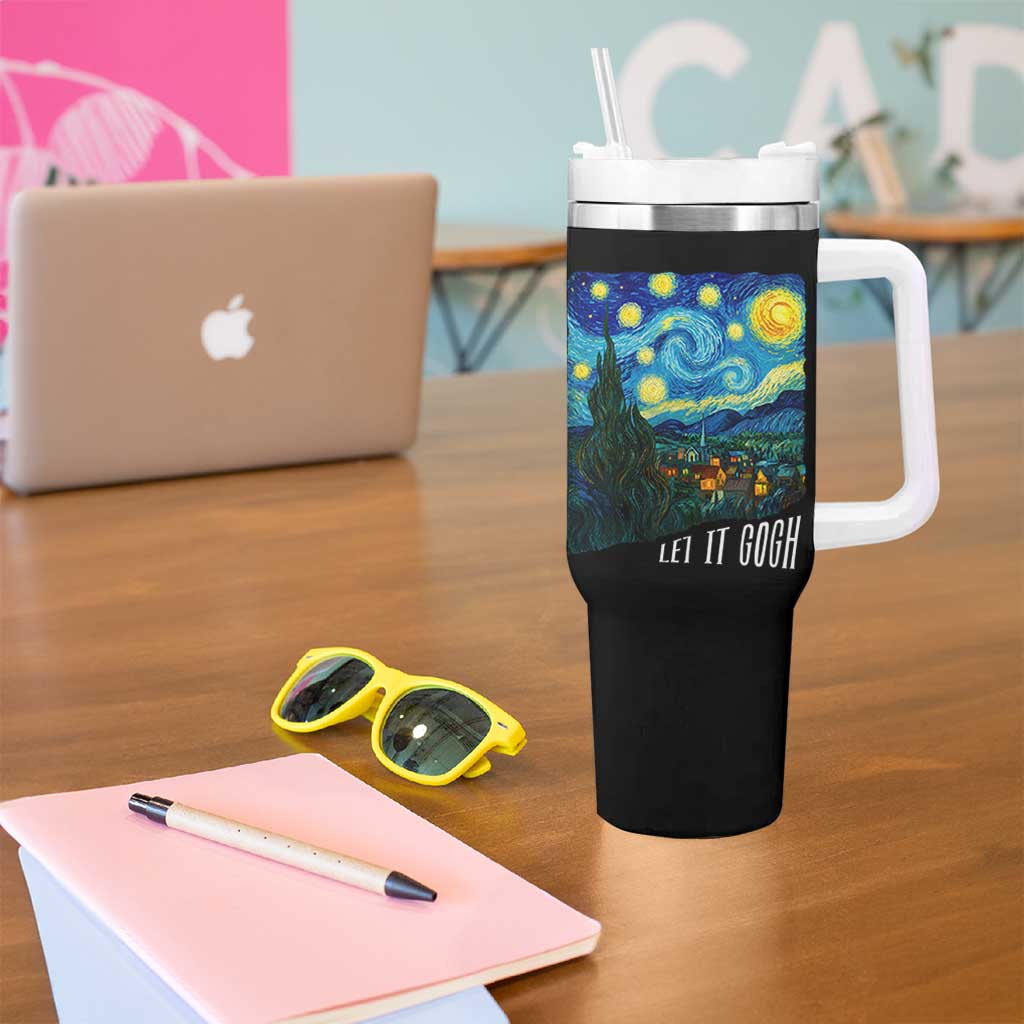 Let It Gogh Funny Vincent Van Gogh Tumbler With Handle Starry Night Design Art Lover