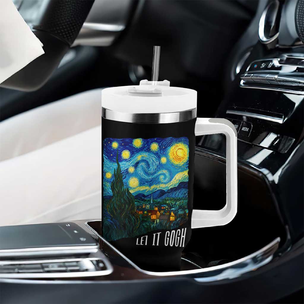 Let It Gogh Funny Vincent Van Gogh Tumbler With Handle Starry Night Design Art Lover
