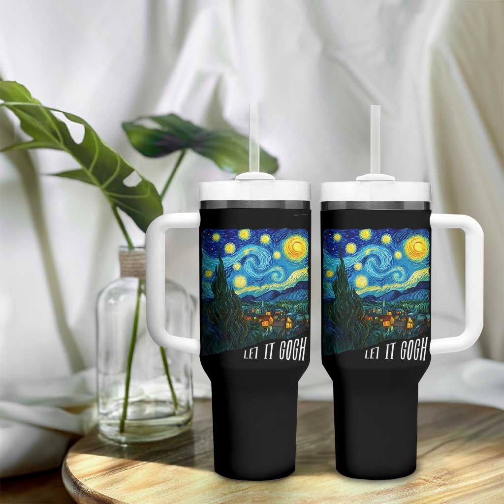 Let It Gogh Funny Vincent Van Gogh Tumbler With Handle Starry Night Design Art Lover