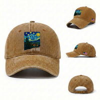 Let It Gogh Funny Vincent Van Gogh Washed Cotton Baseball Cap Starry Night Design Art Lover