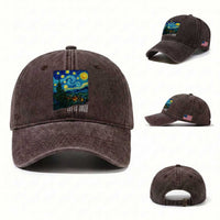 Let It Gogh Funny Vincent Van Gogh Washed Cotton Baseball Cap Starry Night Design Art Lover
