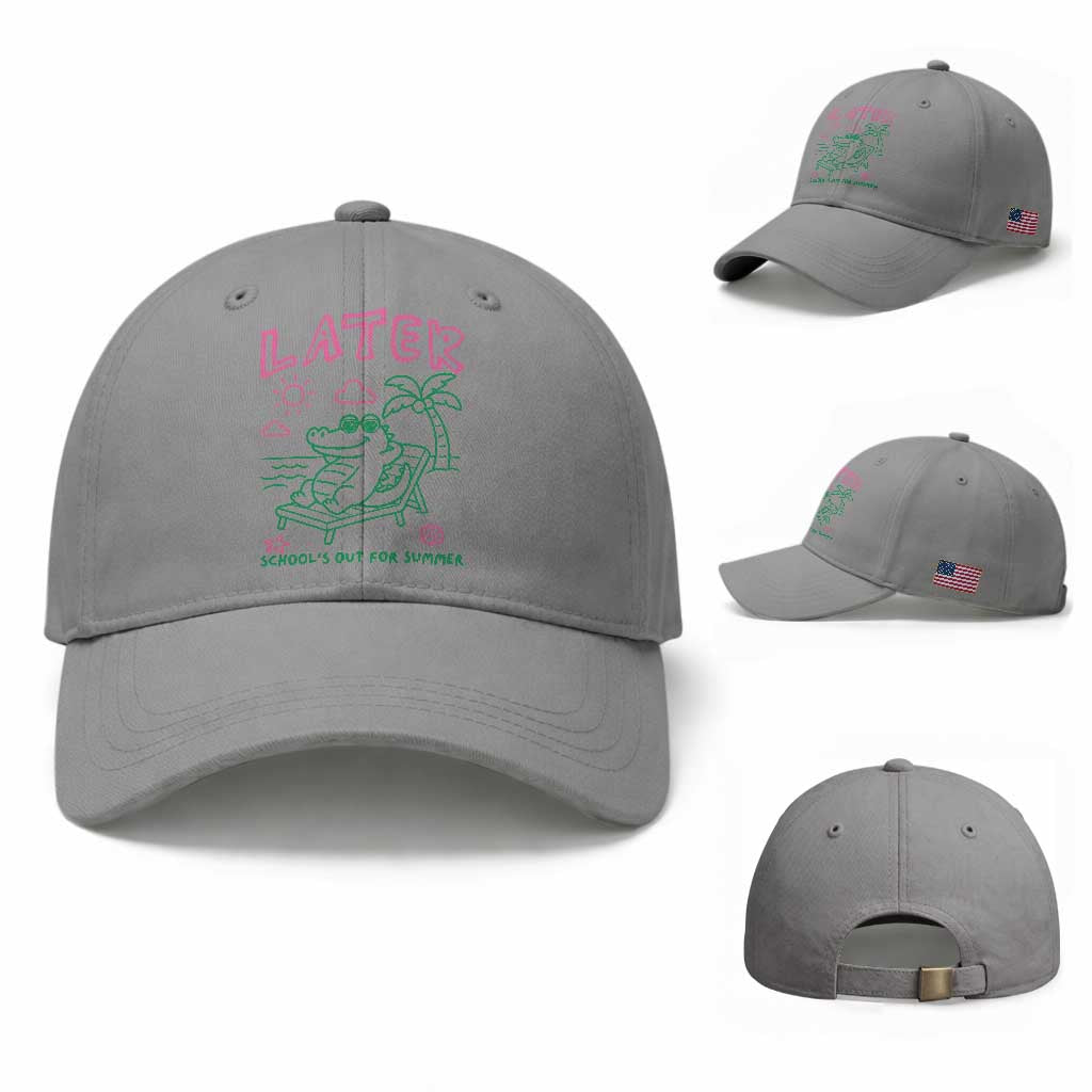 Later Gator School's Out for Summer Baseball Cap Funny Last Day of School