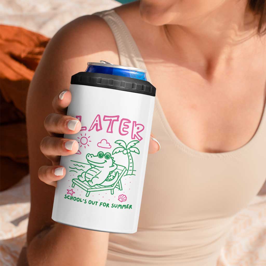 Later Gator School's Out for Summer 4 in 1 Can Cooler Tumbler Funny Last Day of School