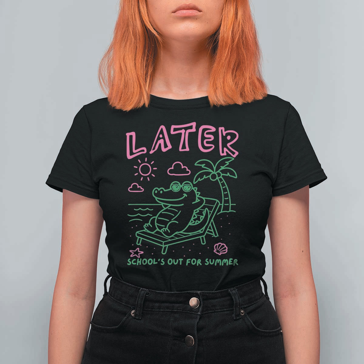 Later Gator School's Out for Summer T Shirt For Women Funny Last Day of School